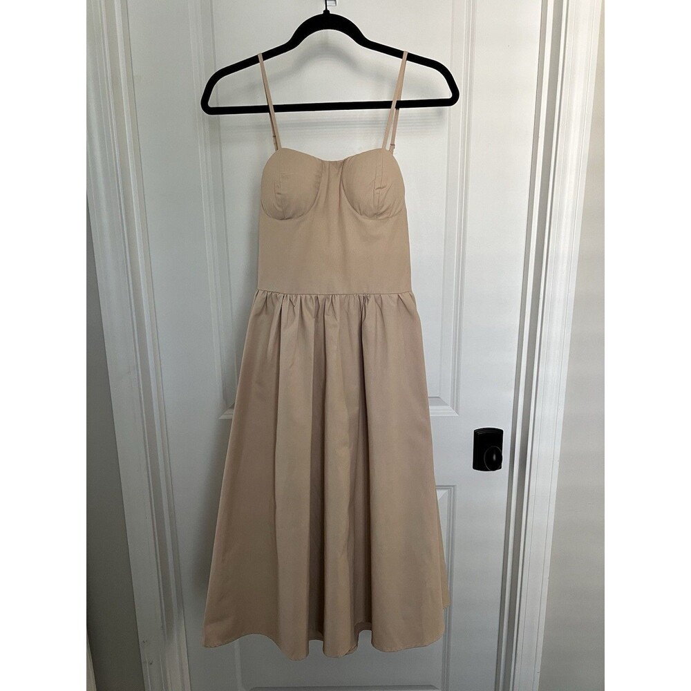 NWT Lili Sidonio Molly Bracken Nude Corset Midi Dress Size Small
